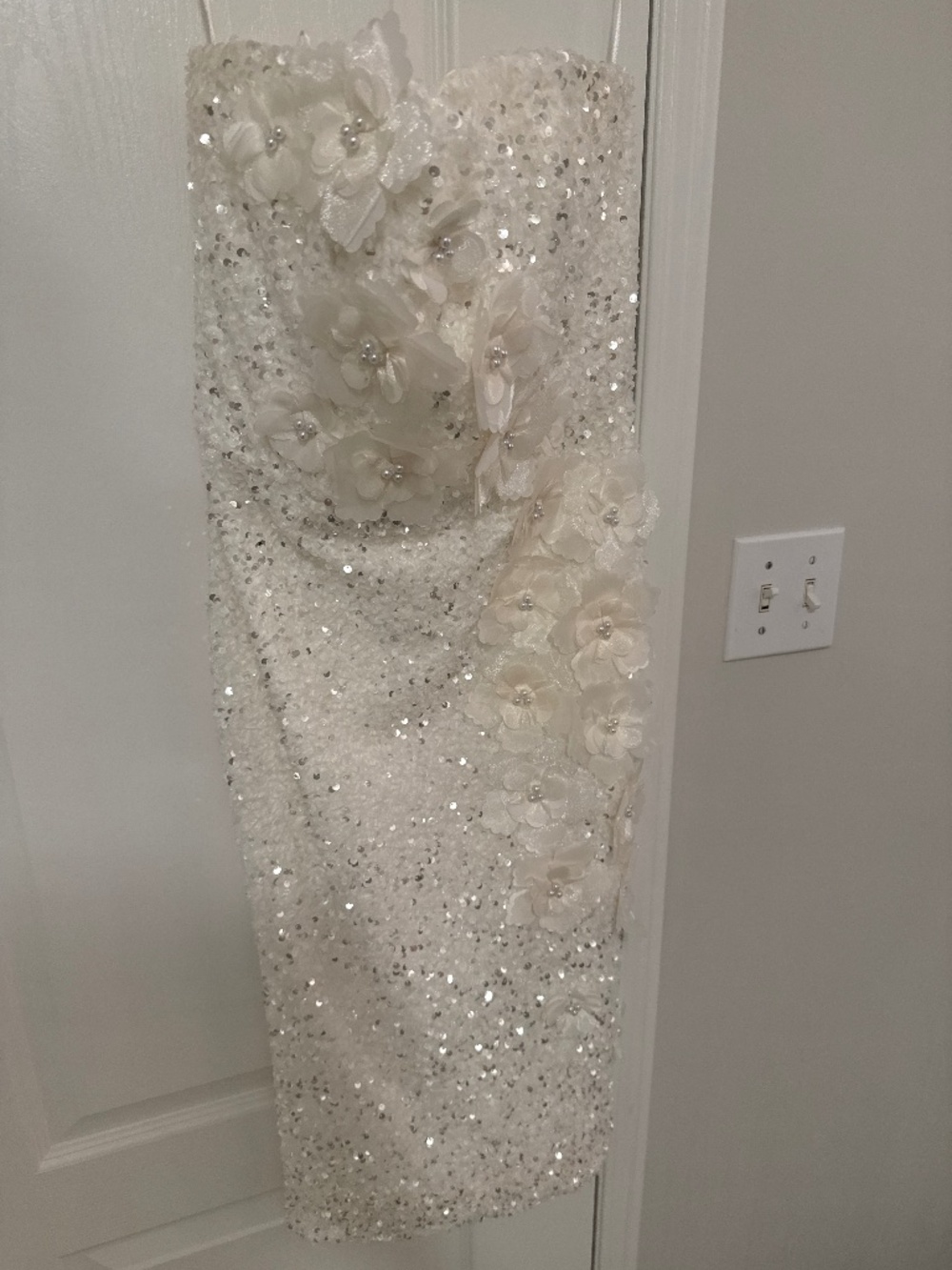 White sequin strapless midi dress - Picture 2 of 4